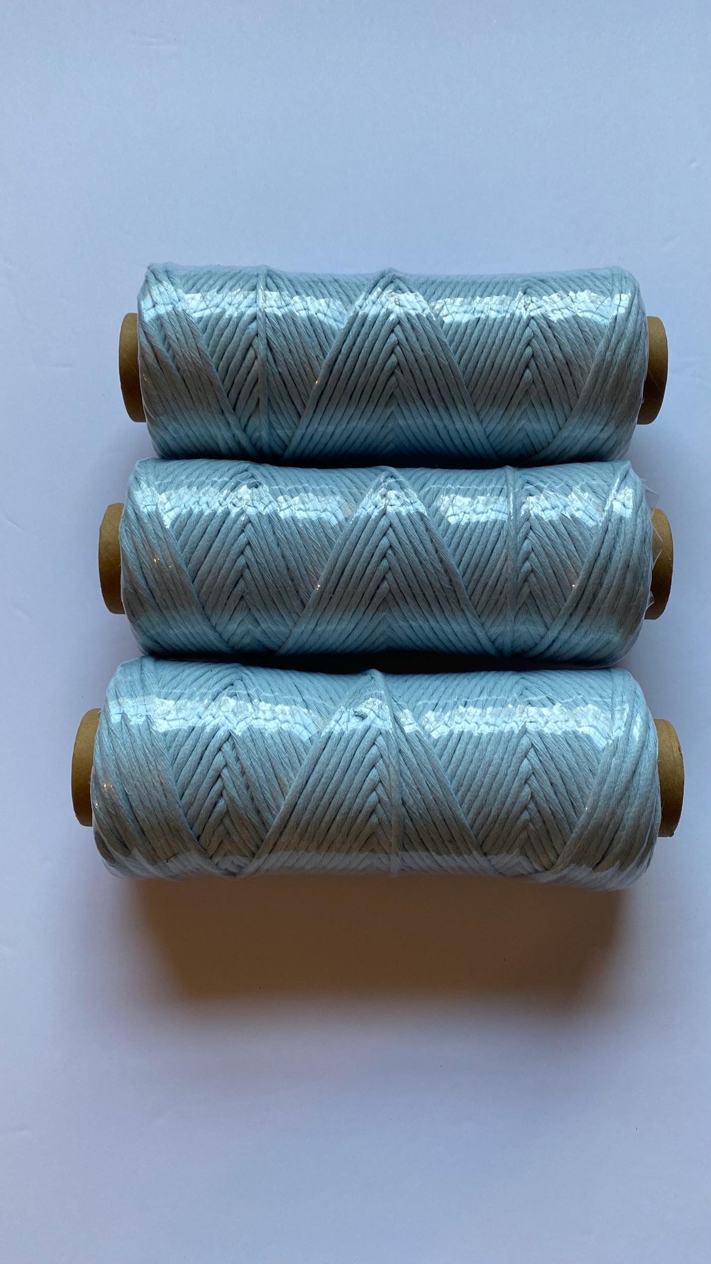3mm single strand macrame cord in LIGHT BLUE