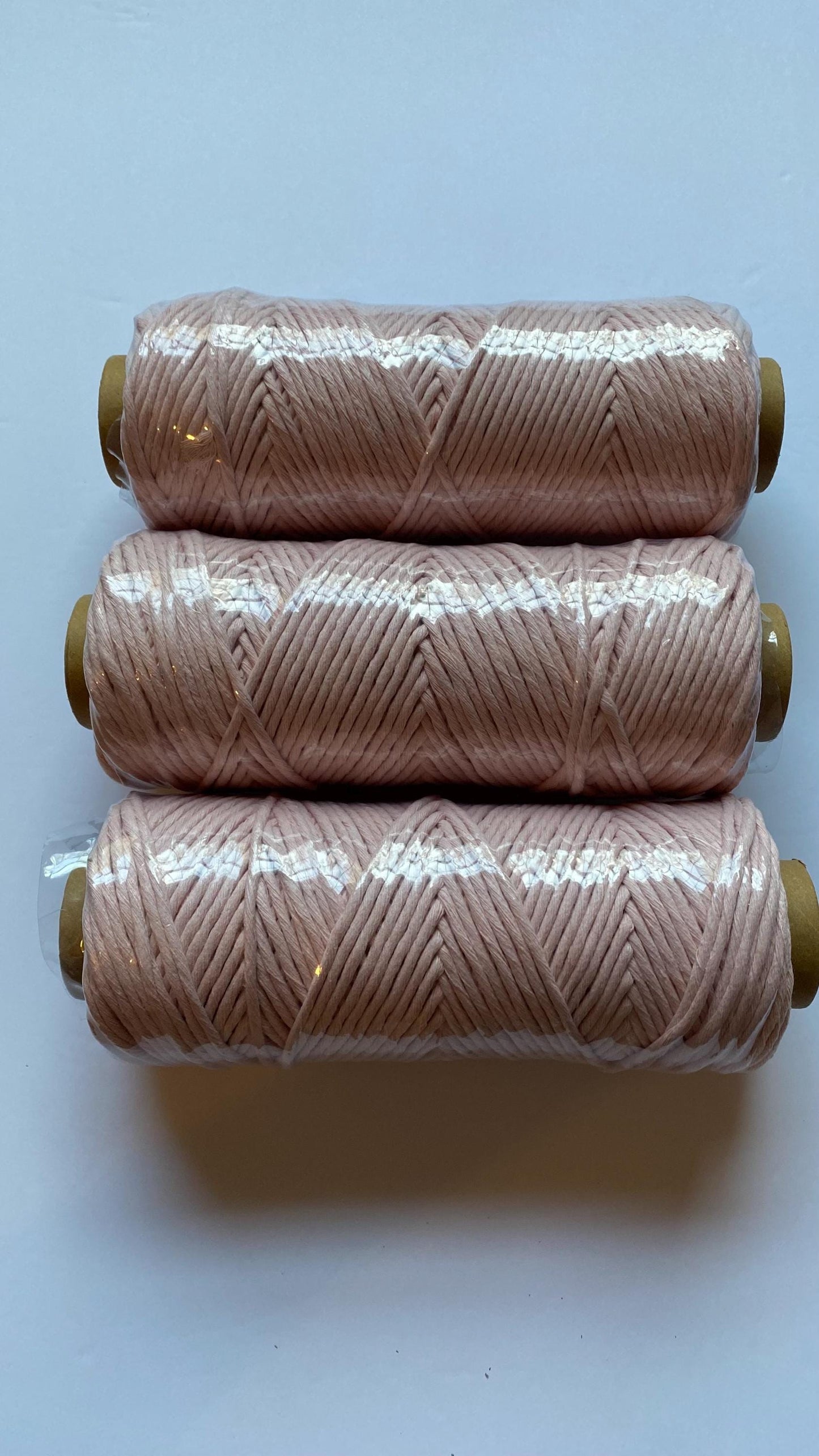 3mm single strand macrame cord in LIGHT PINK