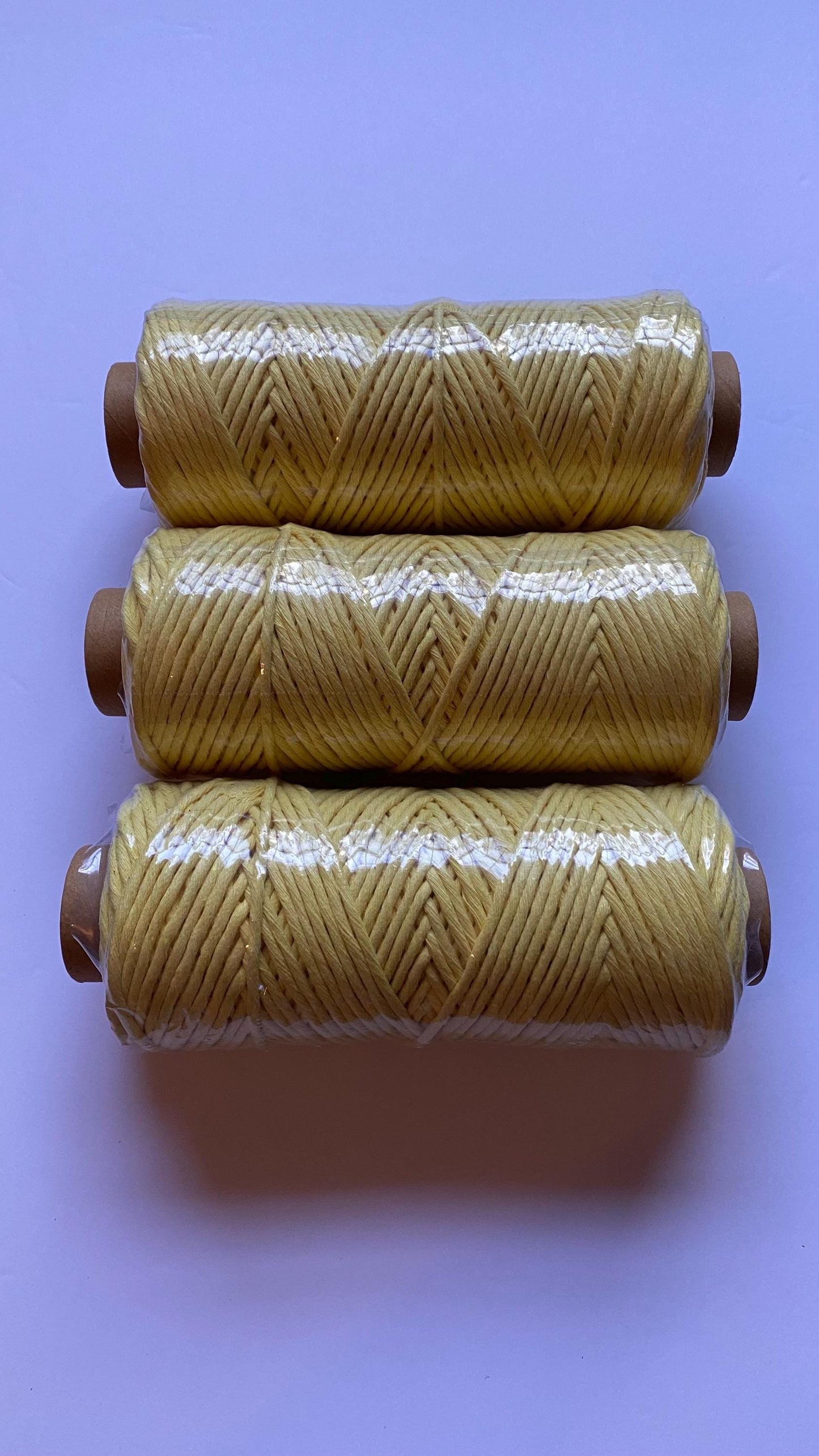 3mm single strand macrame cord in YELLOW