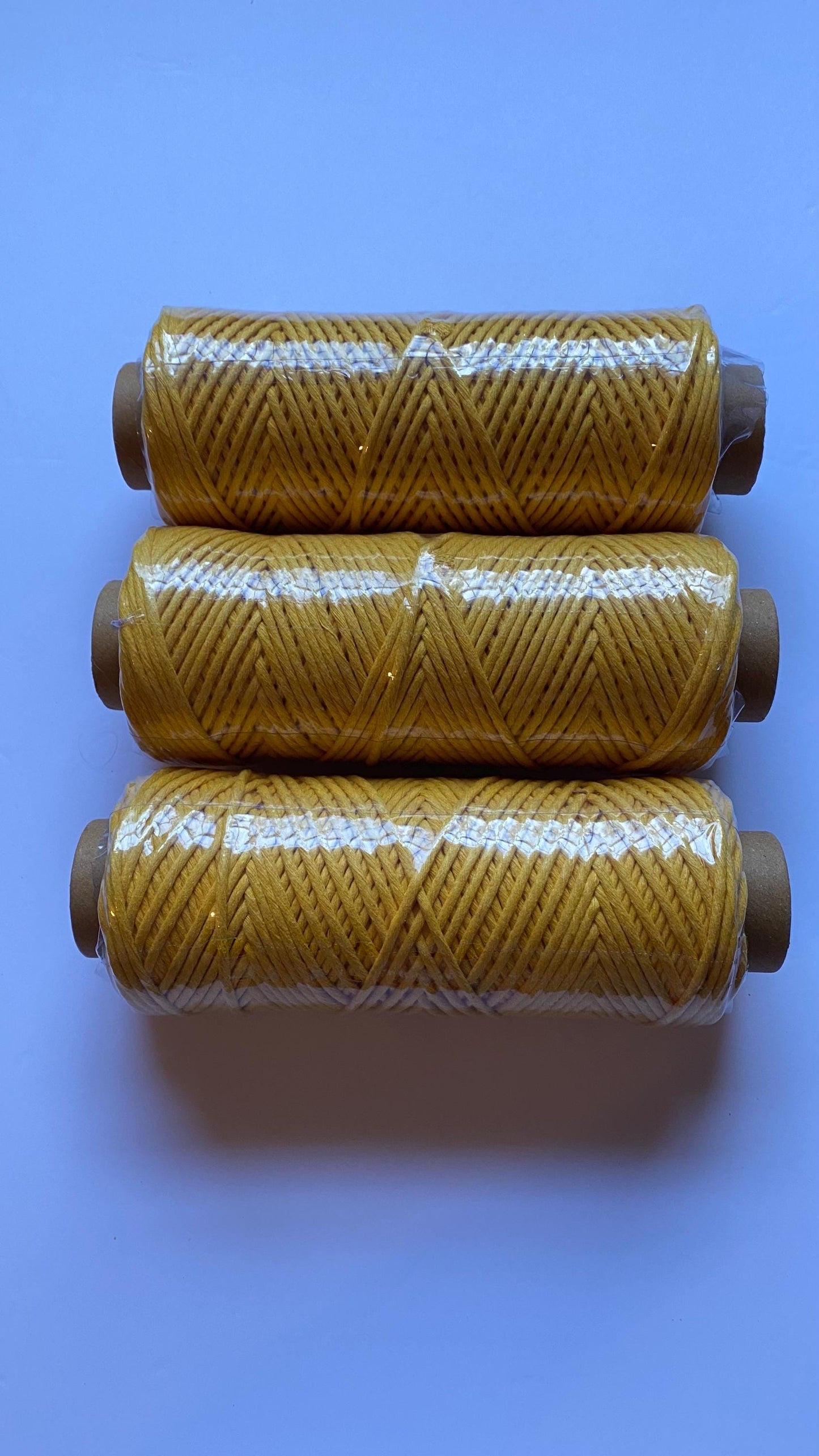 3mm single strand macrame cord in MUSTARD