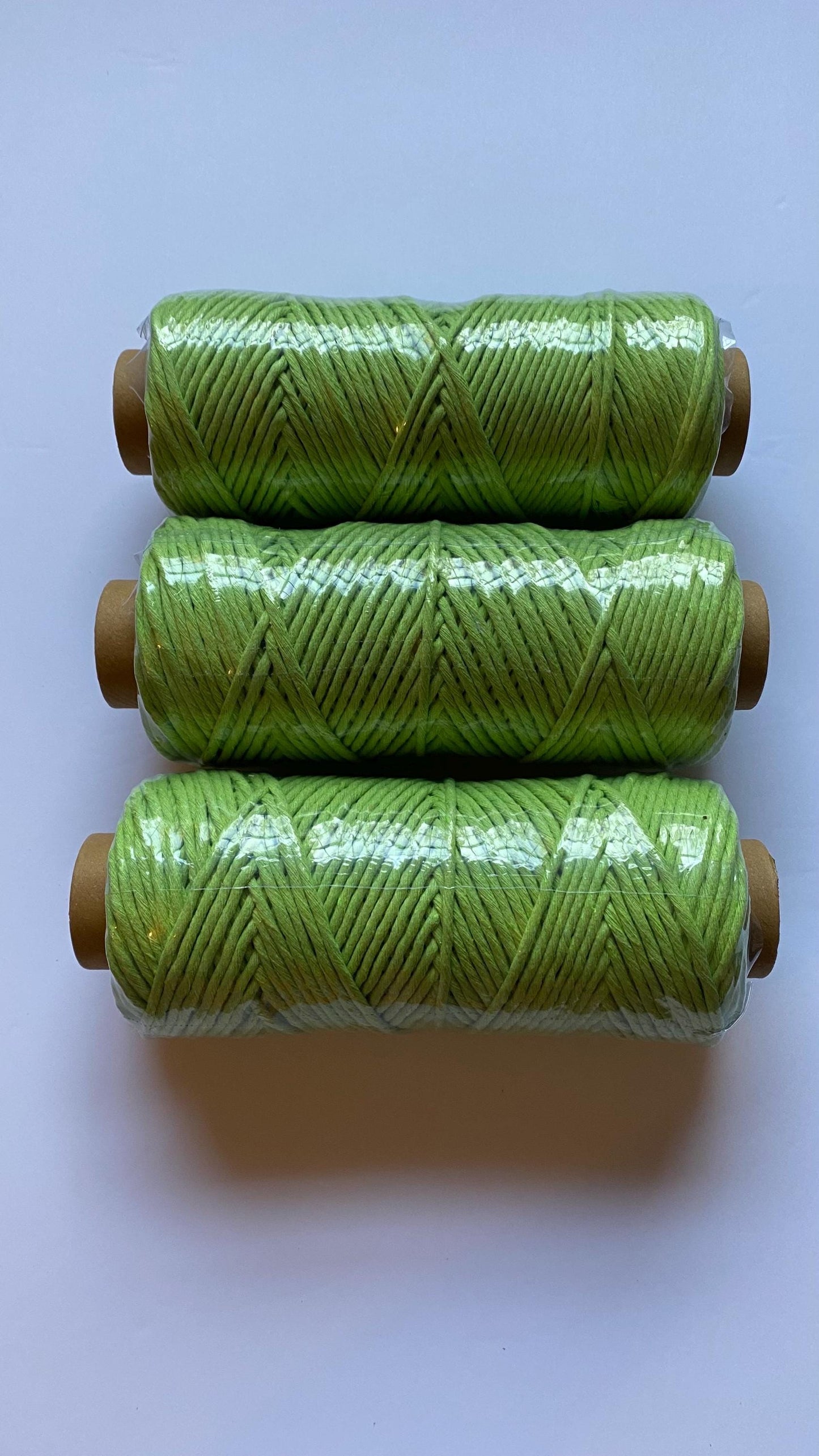 3mm single strand macrame cord in LIGHT GREEN