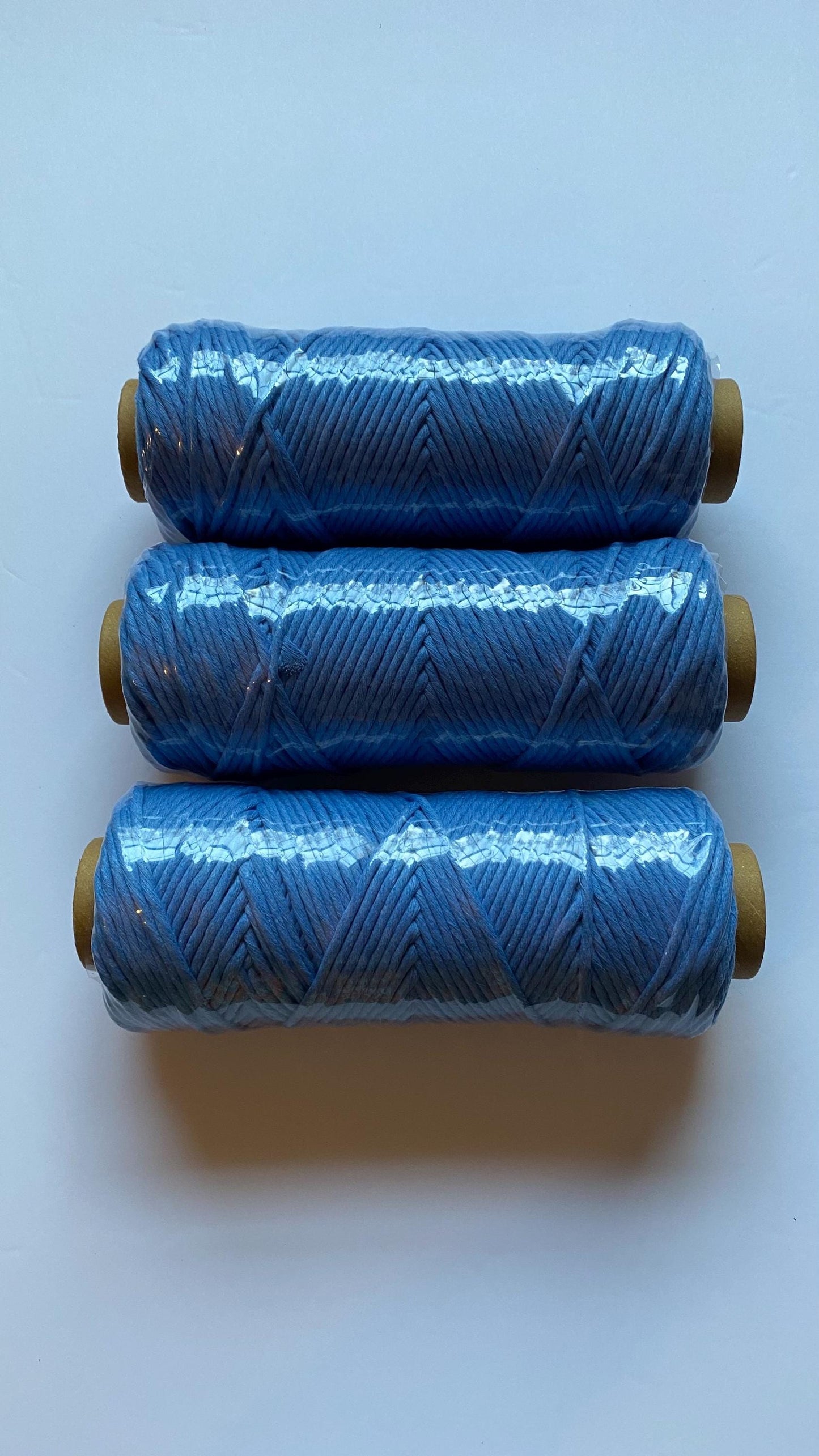3mm single strand macrame cord in BLUE