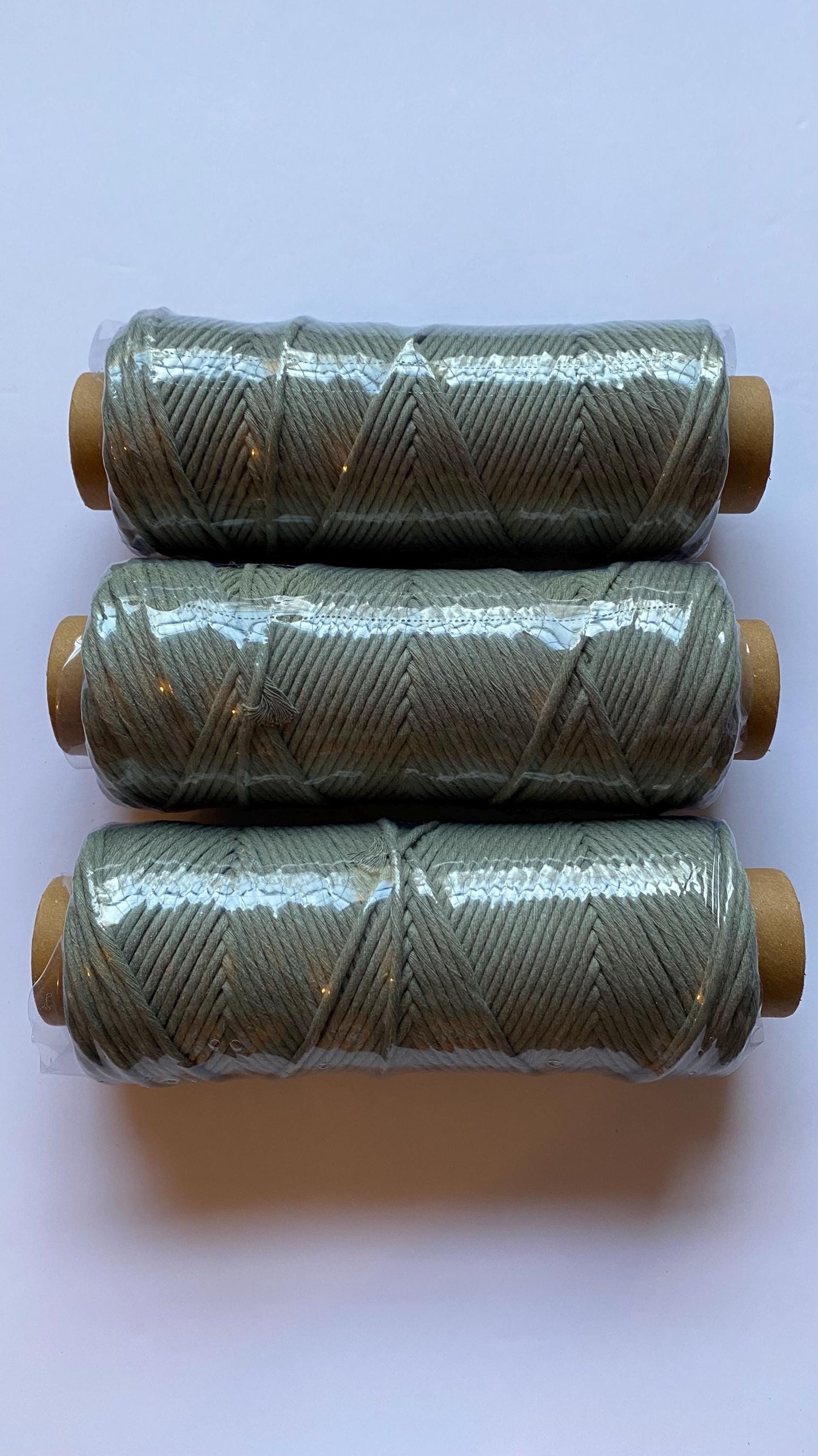 3mm single strand macrame cord in SAGE